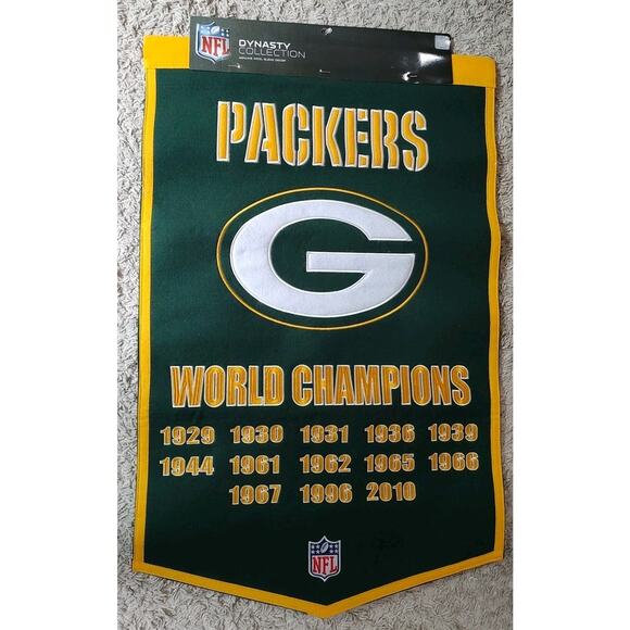 NFL Football GREEN BAY PACKERS World Champions Large 24 x 38 Wool BANNER - Picture 1 of 5